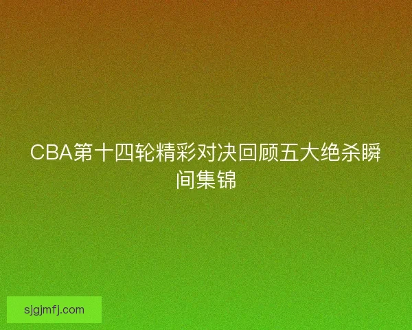 CBA第十四轮精彩对决回顾五大绝杀瞬间集锦