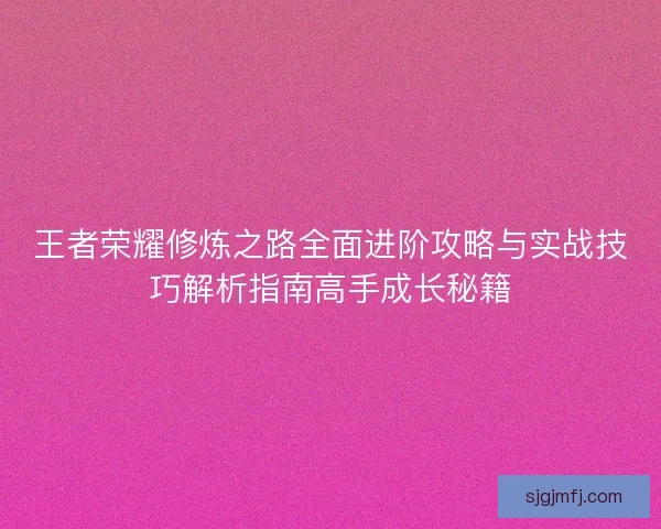王者荣耀修炼之路全面进阶攻略与实战技巧解析指南高手成长秘籍